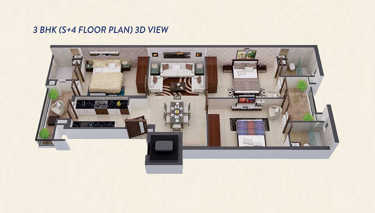 3 BHK layout option 3